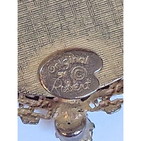 Original By Robert Vintage Rhinestone Pearl Cameo Pendant  Brooch Pin Signed - Picture 3 of 5